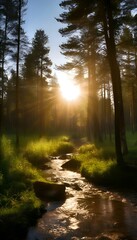 Abstraktion Ein Morgen am Waldbach. Abstrakter Hintergrund für Design 2.