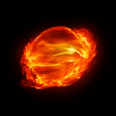 Effect Fireball sphere on a black background with flames  © adison