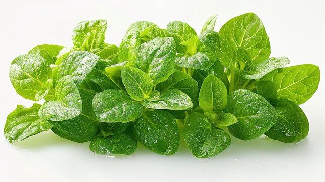 Photo of Brazilian Spinach - Alternanthera sissoo position center isolate on white background, clear focus, soft lighting