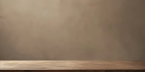 Empty Wooden Table Against a Textured Wall