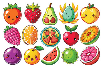 colorful abstract vector of fresh fruit. logo set bundle.
