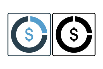 Pie chart icon. icon related to accounting. suitable for web site, app, user interfaces, printable etc. solid icon style. simple vector design editable