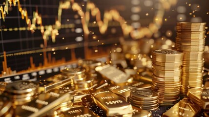 Graph of gold stocks soaring.