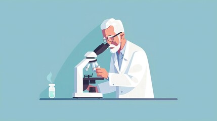 Senior scientist looking through a microscope in a laboratory.