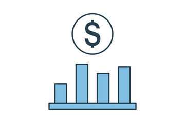 Bar chart icon. icon related to accounting. suitable for web site, app, user interfaces, printable etc. flat line icon style. simple vector design editable