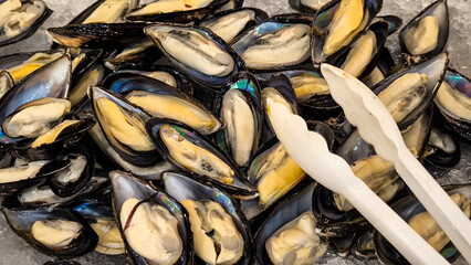 Mussels in the restaurant for background