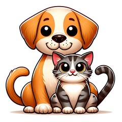 Naklejka premium A dog design drawing graphic and cat design drawing graphic sitting together eyecatching Illustrative highquality optimized.
