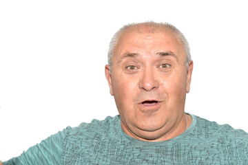 Obraz premium Portrait of a man with an expression of surprise on his face.
