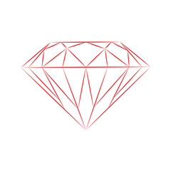 ruby on white background, red jewel gem