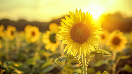 Fototapeta premium Sunflower wallpaper, one sunflower head