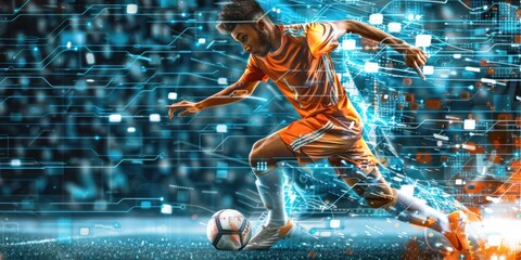 Soccer Player With Digital Technology Overlay