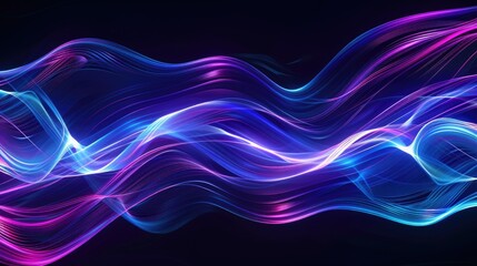 Glowing blue and purple neon lines forming an abstract background on black