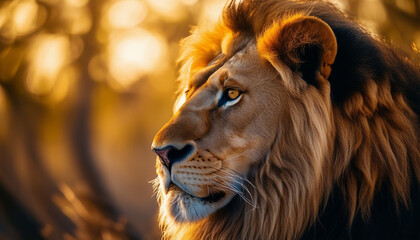 Naklejka premium Lion Angry Look in Nature