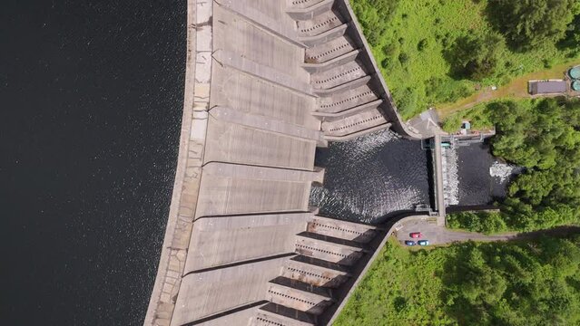 Aerial view of the Llyn Clywedog Dam in Central Wales 
