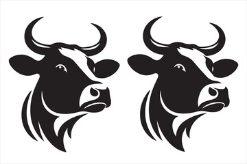 black and white cow silhouette vector artwork