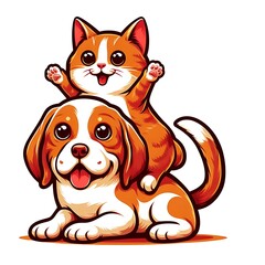A cat design drawing graphic sitting on top of a dog design drawing graphic eyecatching engaging accessible highquality optimized.