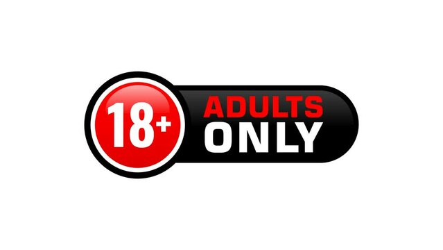 18 plus Age limit, adults only banner animation. Alpha channel, transparent background. 4K resolution