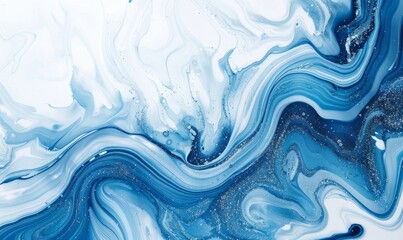 Obraz premium Elegant blue and white abstract fluid art design