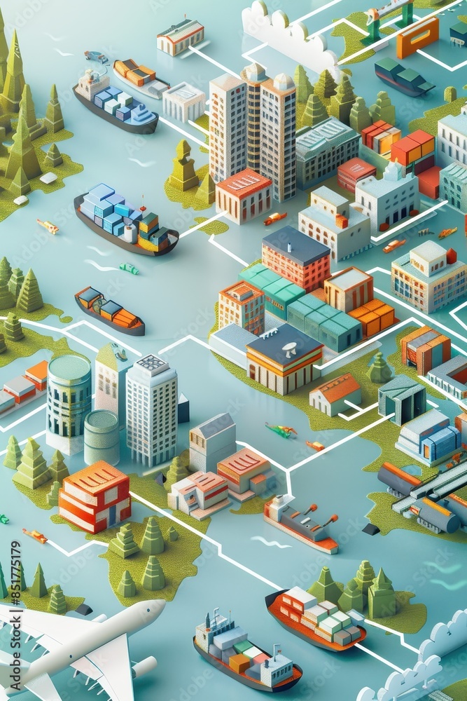 Wall mural an in depth view of a supply chain map