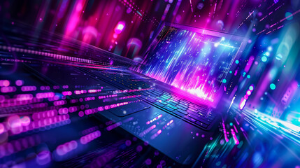 Computer wallpaper, digital technological bright abstract background