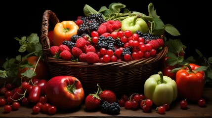 organic vegetables and fruits in wicker basket --no people, text --chaos 10 --ar 16:9 --stylize 750 --v 5.2 Job ID: e9ac11a3-9772-4df9-a171-58a32aad8742