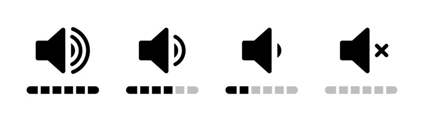 Volume increase interface design for smartphone and other devices in black color. 