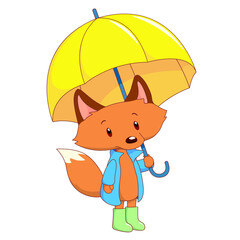 cute little fox with umbrella