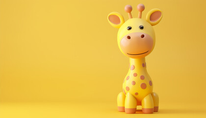 Fototapeta premium cute giraffe cartoon character isolated on a pastel background
