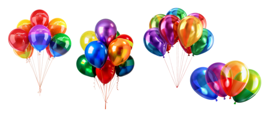 Celebrating Pride Month with rainbow Colorful Pride Balloons on Transparent Background