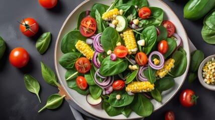 Assortment of healthy food dishes. Top view. Free space for your text.. Healthy Food. Healthy food for balanced flexitarian mediterranean diet concept. Salad
