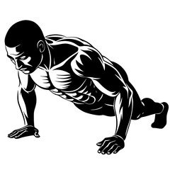 Fototapeta premium side-view-of-bodybuilder-performing-a-push-up-on-t 