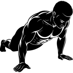 Obraz premium side-view-of-bodybuilder-performing-a-push-up-on-t 