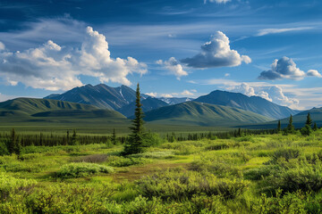 Landscape of a Tundra Wallpaper, Nature Background Ideal for Vacation and Trip Themes, Featuring Tranquility and Copy Space
