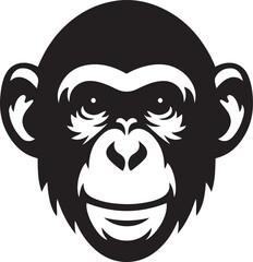 Bonobo monkey head silhouette vector illustration.