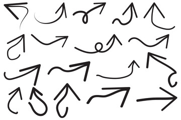  Hand drawn arrow collection. Sketch arrow design for business plan and education. Set of scribble arrow doodle element. Hand drawn arrow vector icons set.
