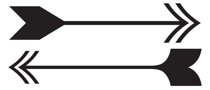   Double arrow icon isolated, Black horizontal long double arrow. long arrows left and right in flat style. arrows vector illustration. Double hade arrow, curser arrow.
