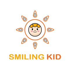 Smiling kid logo vector isolated on white background. Сan be used for children's clothing shop, toy store, daycare center