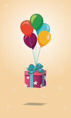 gift box with balloons