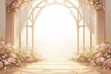 Floral Archway in a Sunlit Wedding Venue