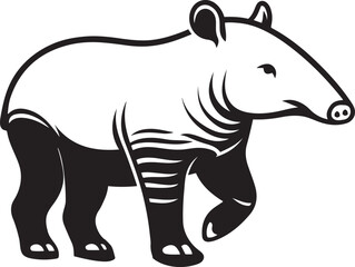 Cute Tapir silhouette outline vector illustration.