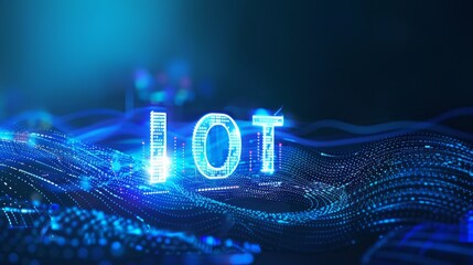 Digital background featuring the word IOT with glowing light