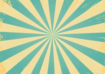 Light blue and yellow sun rays in a flat design style, retro poster art with a simple background and a light green color scheme