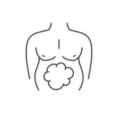 Belly bloating line outline icon