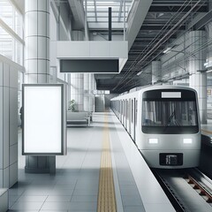 A train at a train station creative engaging creative engaging professional.