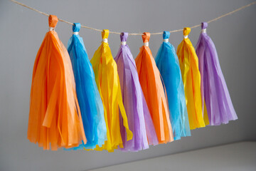 bright paper tassel garland for holiday decor