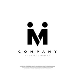abstract Initial Letter M Logo Design. Connecting Partnership People with Origami Style. Vector Logo Illustration.