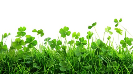 Lush Green Clover Leaf on White Background: Natural Beauty and Freshness