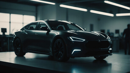 3D Model Sedan Car Made of Graphic Design