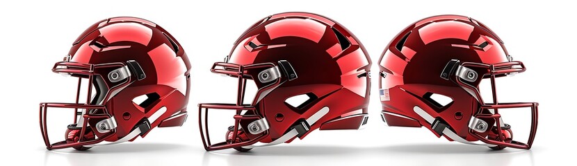 Fototapeta premium High-Quality Image of a Red American Football Helmet with Visor and Padding - Perfect for Sports, Teams, and Athletic Promotions