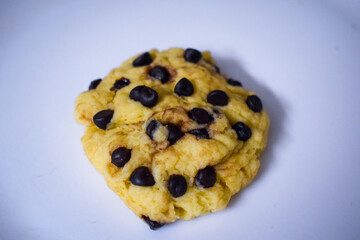 selective focus picture of tasty choco chip cookies , homemade 